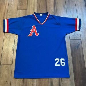 Vintage 60s 70s durene poly amo locker blue‎ jersey A size XL